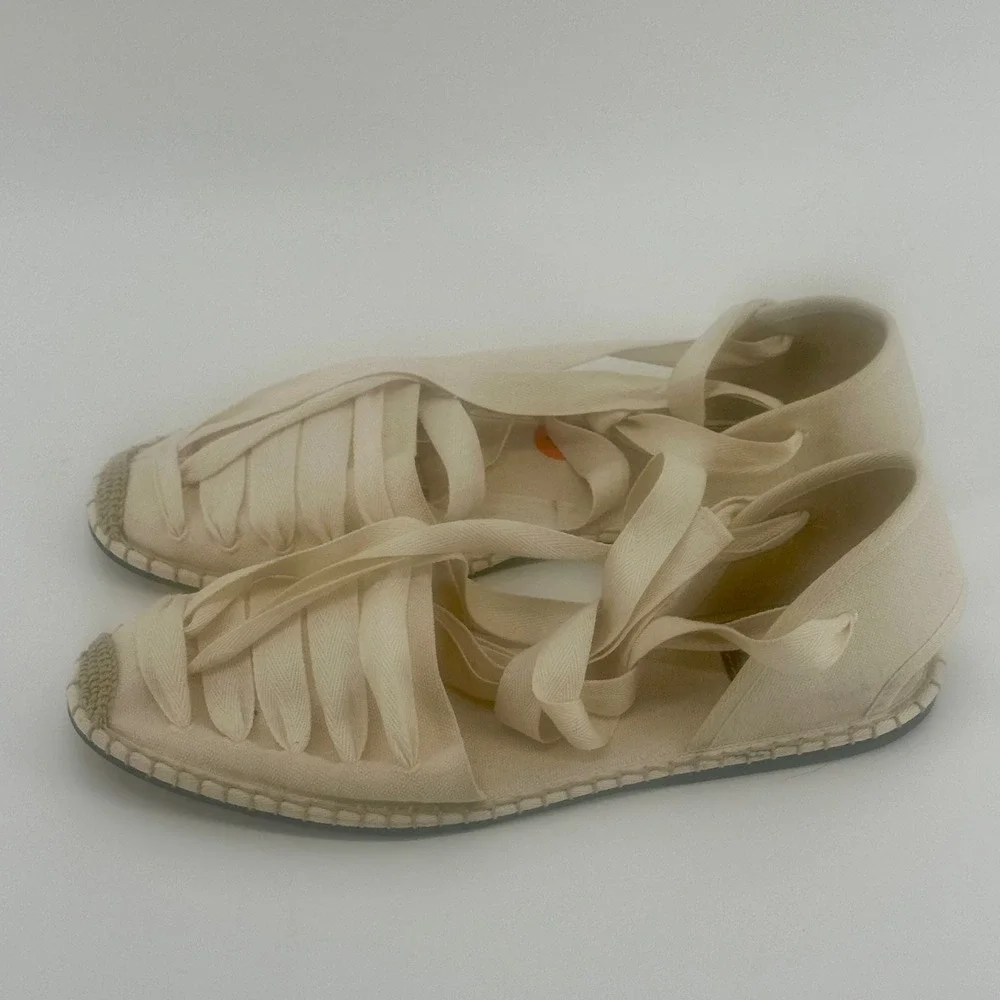 Polo Ralph Lauren Sandals Womens 11B Canvas Lace Up Espadrille Shoes Flats NWOB